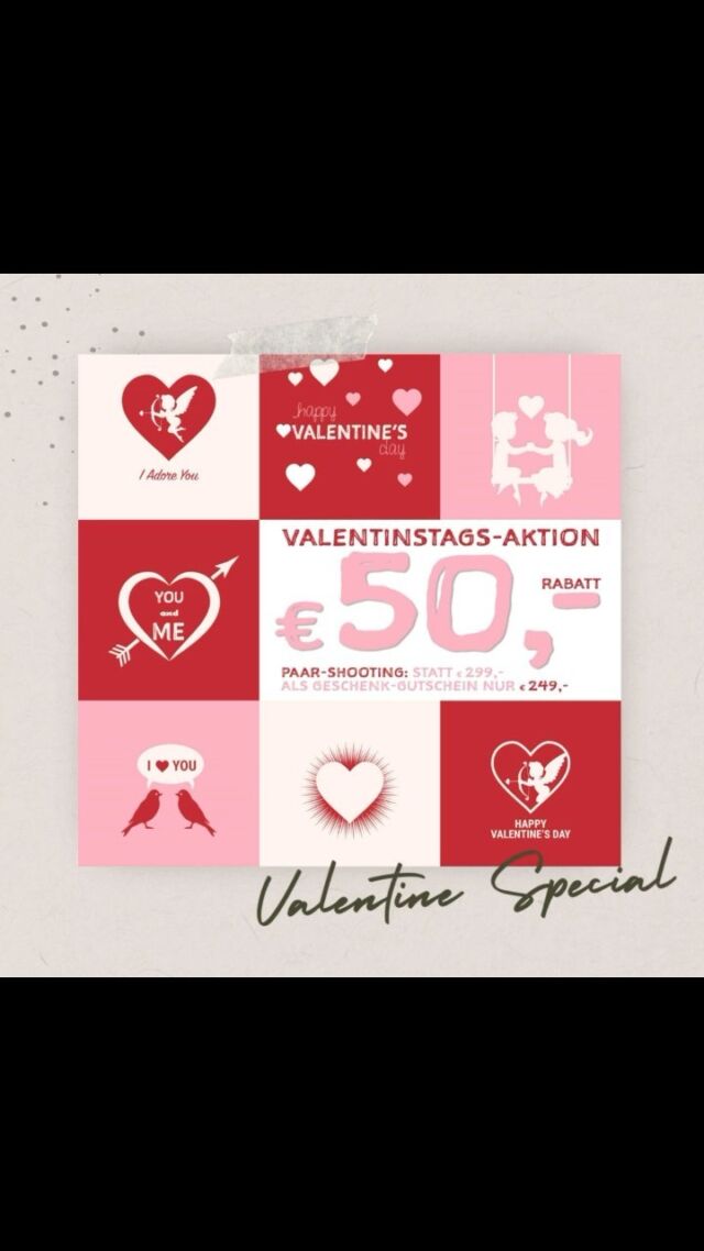 🎁 VALENTINSTAG SPECIAL 🥰
Du bist auf der Suche nach einem ganz besonderem Geschenk für deinen Schatz zum Valentinstag? Dann hab ich da was für dich! Einen Gutschein für ein Paar-Shooting. Und das Ganze um € 50,- ermäßigt gegenüber dem Normalpreis. NOCH bist du gut im Zeitplan 😏😅 - zumindest, wenn du den Gutschein gern per Post haben möchtest. Abholen kannst du den Gutschein bis zum Tag X. Also los! Melde dich bei mir, check dir diese günstige Gelegenheit für ein aktuelles Paar-Shooting. 📷🤩
.
.
.
#valentinstag #valentin2023 #hochzeitsfotograf #lebensliebe #hochzeitsfotos #weddingphotography #wirheiraten #verliebtverlobtverheiratet #verlobt #siehatjagesagt #everlastinglove #einlebenlang #heiratsantrag #unsergroßertag #paarfotos #coupleshoot #fujiwedding #fujixseries #fujixh2 #fujixh2s #iloveyou #forever #valentinesdaygift #valentinesday #gutschein #geschenk